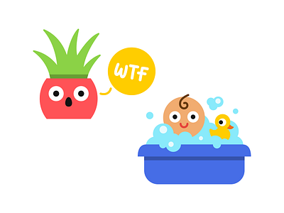 Stickers baby bath fun happy illustration plant stickers vector wtf