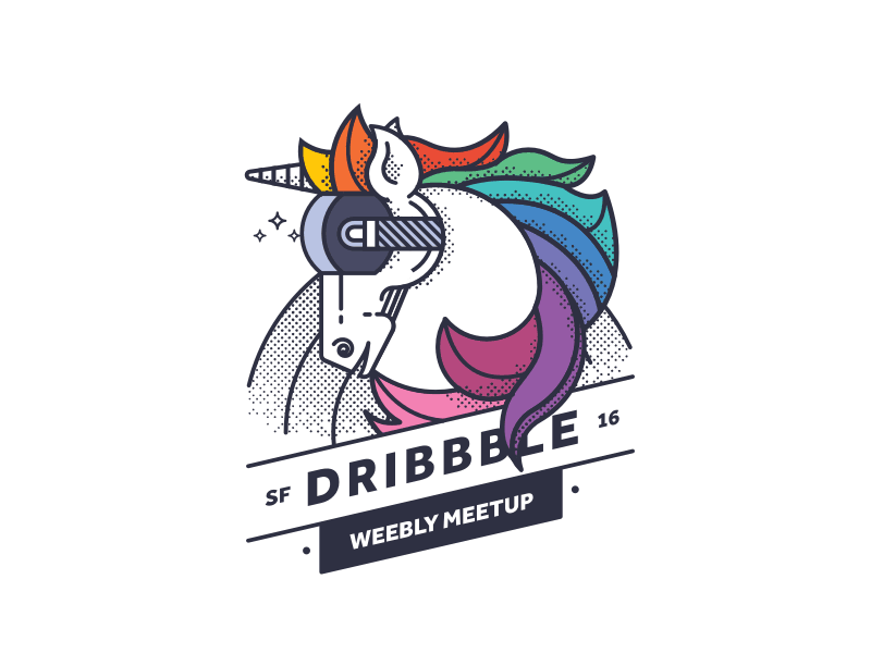 VR Unicorn color dribbble fun illustration linework meetup sketch vector vr