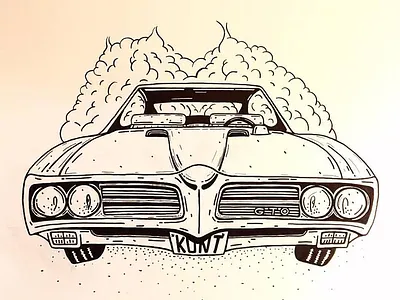 The Judge americana gm gto handdrawn mural muscle pontiac sharpie stipple v8 wall wallpaint