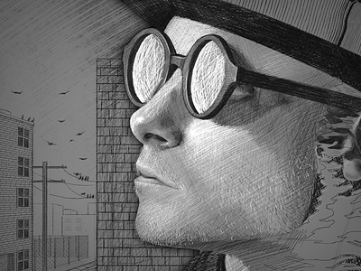 Trentino album black and white cover art design drawing illustration music sketch