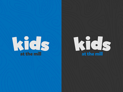 Kids At The Mill blue church gray kids logo sunday type white