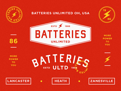 Battieries Unlimited badge design identity logo