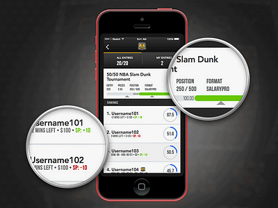 FantasyAces - Pool Entries fantasysports iphonedesign mobiledesign uiux