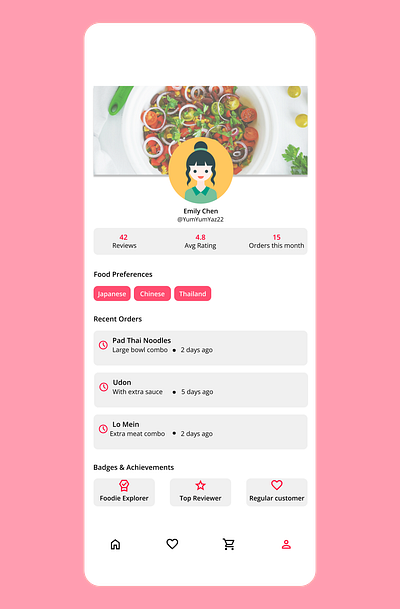 User Profile for a food ordering app #DailyUi app branding design graphic design illustration logo typography ui ux vector