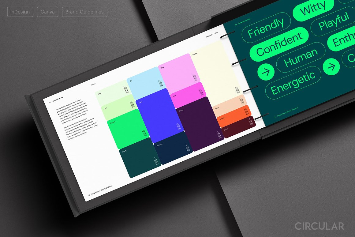 CALYPSO Brand Guidelines Template brand bible brand book brand guidelines brand guidelines template brand identity brand identity pack brand manual branding canva canva template indesign indesign template visual identity visual identity template