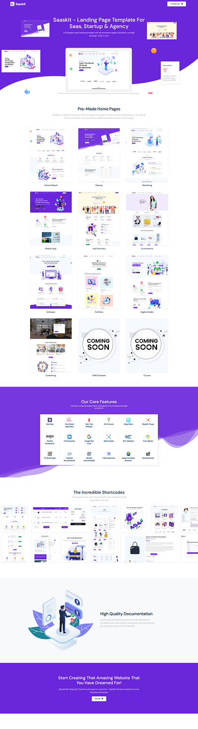 Saaskit - Landing Page Template business digital studio ecommerce job directory marketing mobile app portfolio saas software startup