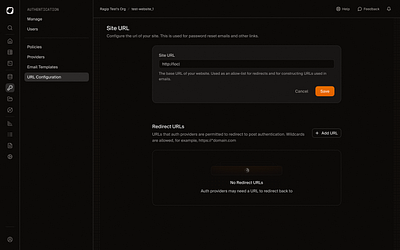 🔗 backend dark dark design dark mode dashboard dashboard ui data database empty states firebase product design saas supabase ui