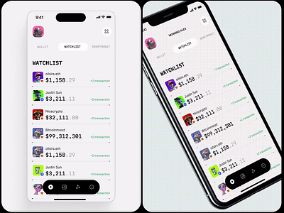 Crypto wallet watchlist screen animation chart crypto dashboard dataviz design desktop illustration infographic list mobile nft statistic template transactions ui users ux wallet web3