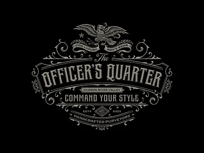 The Officer's Quarter american apparel brand brand identity branding eagle graphic designer hand drawn logo logo design sophisticated typeface typography victorian victorian design vintage vintage logo