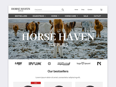 Equestrian supplies web design branding design e commerce ecommerce equestrian figma graphic design horse logo online store shop store typography ui ui ux ux web design website