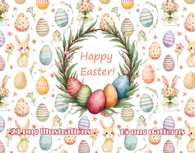 Happy Easter Clipart Collection branding illustration sweet easter