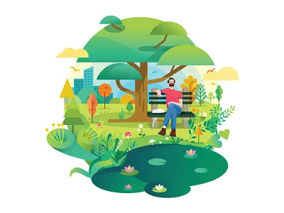 Enjoying nature. art bangalore colors green illustration illustrator india nature shylesh