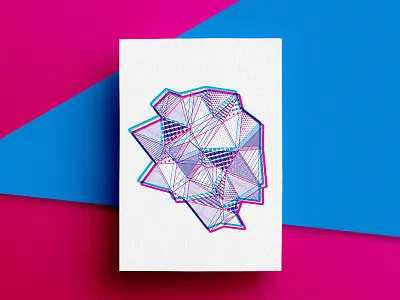 Risograph #3 colour geometric illustration ink lo fi paper poster print retro rico risograph vibrant