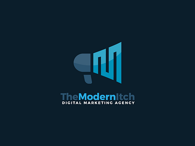 TheModernItch blue digital logo logo proposal marketing megaphone simple unique