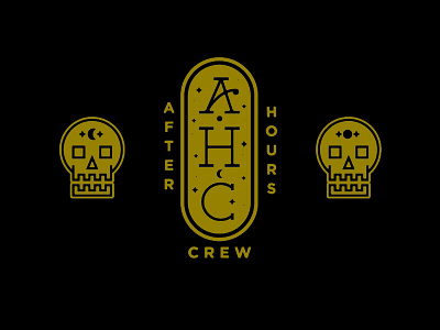 After Hours Crew Pt. 5 after badge brand branding crew hours logo mark moon night skull sun.type