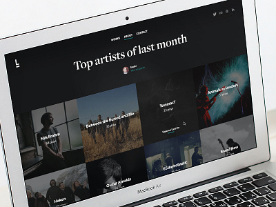 Top artists section artists bands dark grid music portfolio responsive tiles ui website