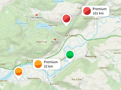 Premium Routes vs Public Routes - OS Maps map mobile pin premium routes web