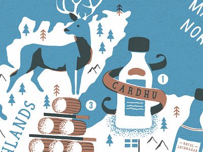 Scottish Map 1 maps scotland stag typography whiskey