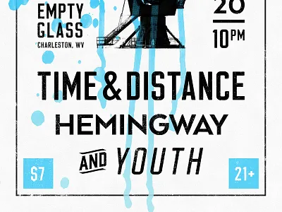 Satellite Lineup concert cyan drip gig paint poster rock show splatter typography white