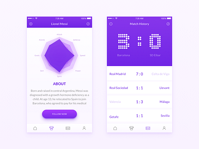 Soccer app practice :) app clean flat football music simple soccer ui ux
