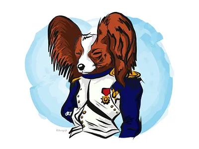 Napapillon Bonaparte animal bonaparte dezignjk dog historic illustration leader napoleon papillon vector