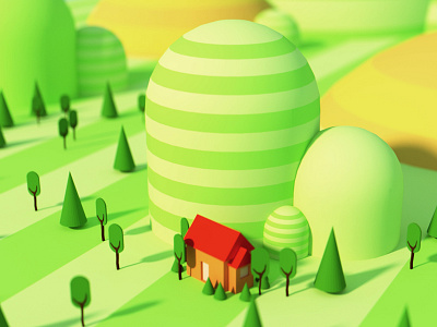 Stripe Hills Tutorial 3d illustration isometric retro video game