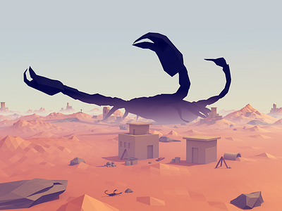 Low Poly Desert II art desert landscape low low poly lowpoly monster poly scorpion weird