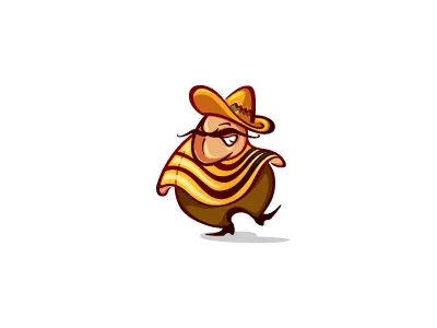 Mexican character dancing design fun hot illustration logo mascot mexican mexico poncho sombrero