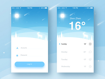 Weather Login App app illustration in interface ios log ps sketch weather