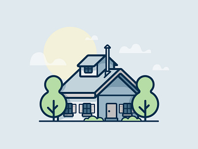 Cabin home house icon illustration moon tree vector