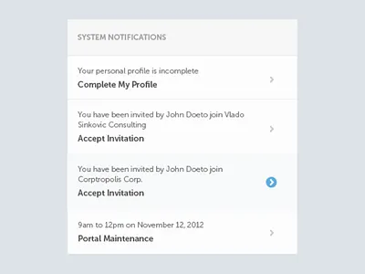 Notifications with hover state hover messages notifications sidebar ui