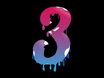 36 days ot type - 3 3 blue color cyan jelly magenta melt melting pink skeleton three white