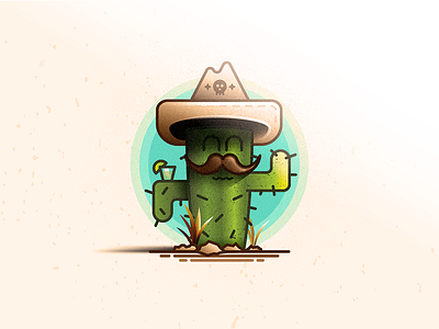 El Cactus cactus desert illustration moustache plant tequila vector