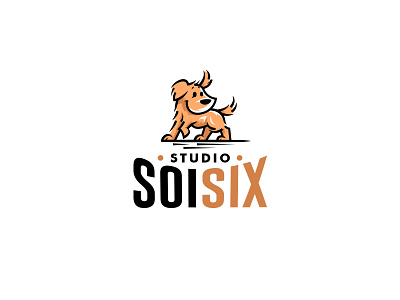 Studio SoiSix brand identity cute dog happy kreatank logo design mark puppy vector