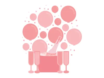 Maid/Matron of Honor Duties Infographic - Champagne Bar balloons bar bubbly champagne drinks illustration infographic pink wedding