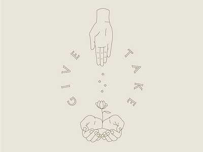 G I V E T A K E flower hands illustration monoline