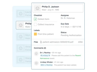 Patient Card card healthcare minimal patient ui