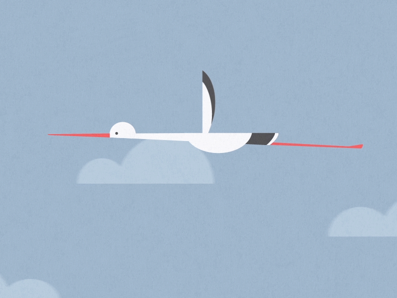 Stork baby bird clouds fly fold heaven paper sky wings