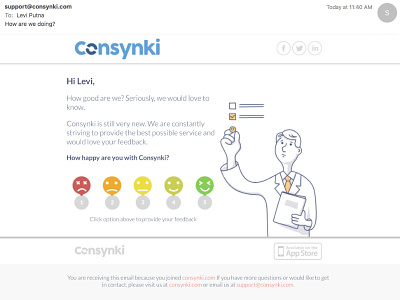 How Are We Doing consynki email satisfaction welcome