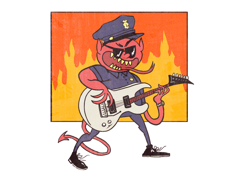 Metal Police cop demon devil gif guitar metal photoshop police shred