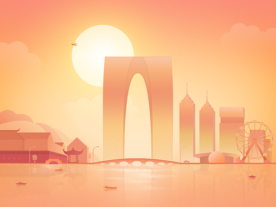 Suzhou Nightfall illustration nightfall suzhou xy yellow