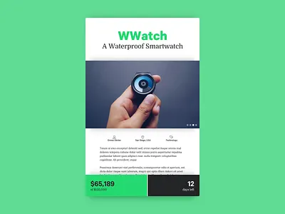 Improved Fundraising Card card green icons item photo slider typography ui