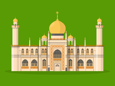 41/50: Masjid Sultan architecture buildings flat design illustration masjid mosque singapore sultan