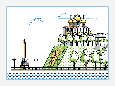 Yaroslavl Illustration cathedral church city illustration outlined yaroslavl