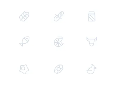 Allergy Related Icons animals corn fish health icon icon set illustration line