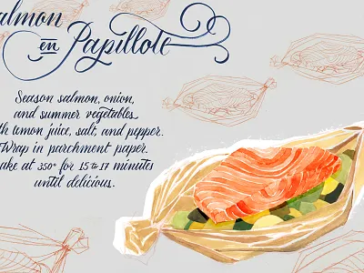 How to cook salmon art calligraphy editorial editorial illustration gouache handlettering illustration lettering recipe typography watercolor