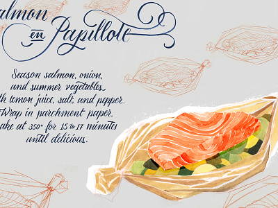 How to cook salmon art calligraphy editorial editorial illustration gouache handlettering illustration lettering recipe typography watercolor