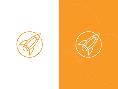 RocketArt logo art logo orange pencil rocket round