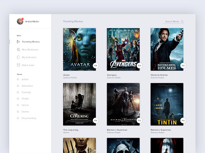 Movie App app dashboard design interface movie sidebar user interface