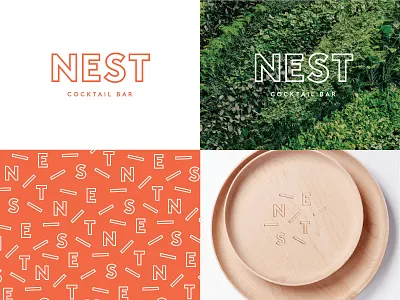 N2 bar branding leaf logo nest pattern plate red sticks twig
